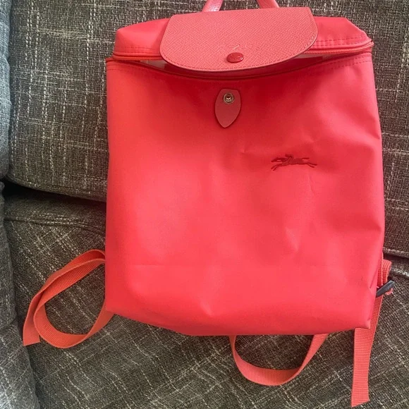 Longchamp Coral Pink Backpack Adjustable Straps - Picture 14 of 14